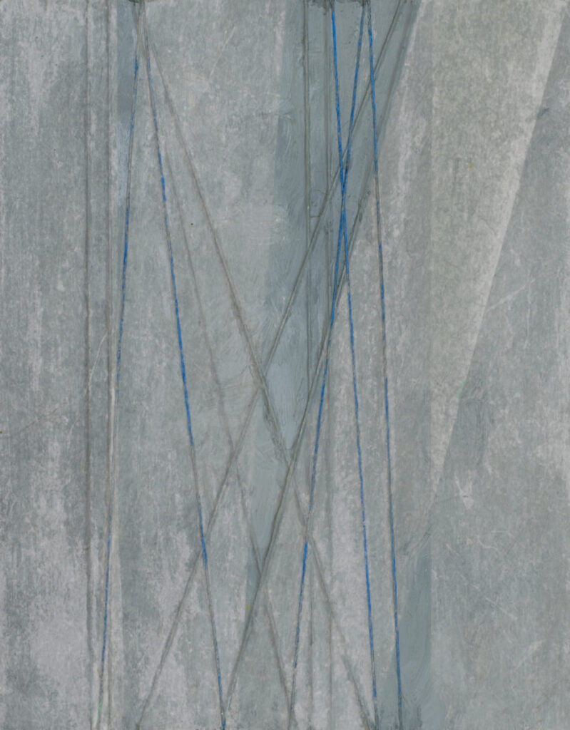 2007, Assemblage (Papier, Aquarell, Schnur) auf Hartfaser 50x40 cm